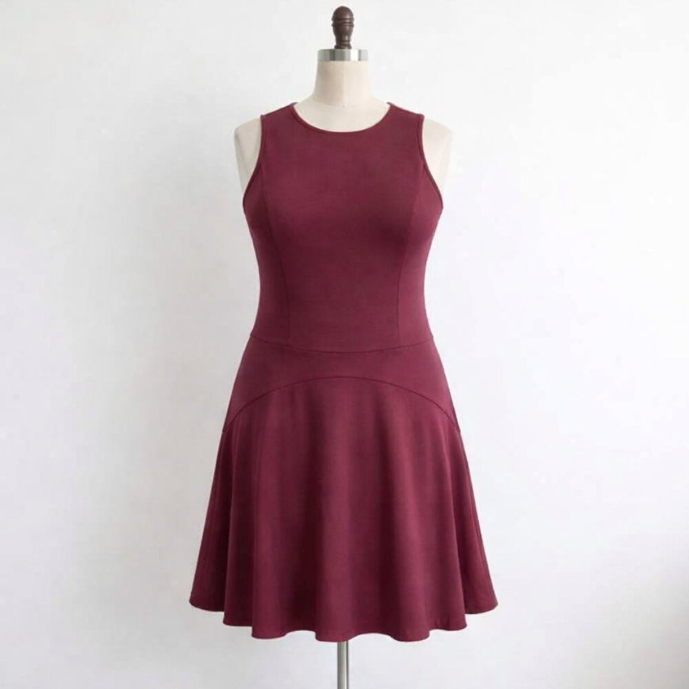 Mossimo Target Dress Dark Red Burgundy Drop Waist Business Casual Skater